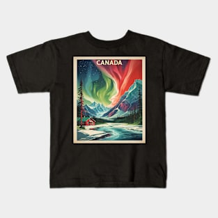 Canada Aurora Borealis Vintage Poster Tourism Art Kids T-Shirt